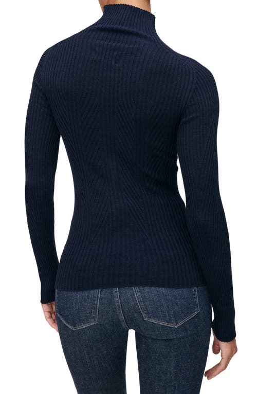 Dl1961 Turtleneck Cotton & Cashmere Rib Sweater In Blue