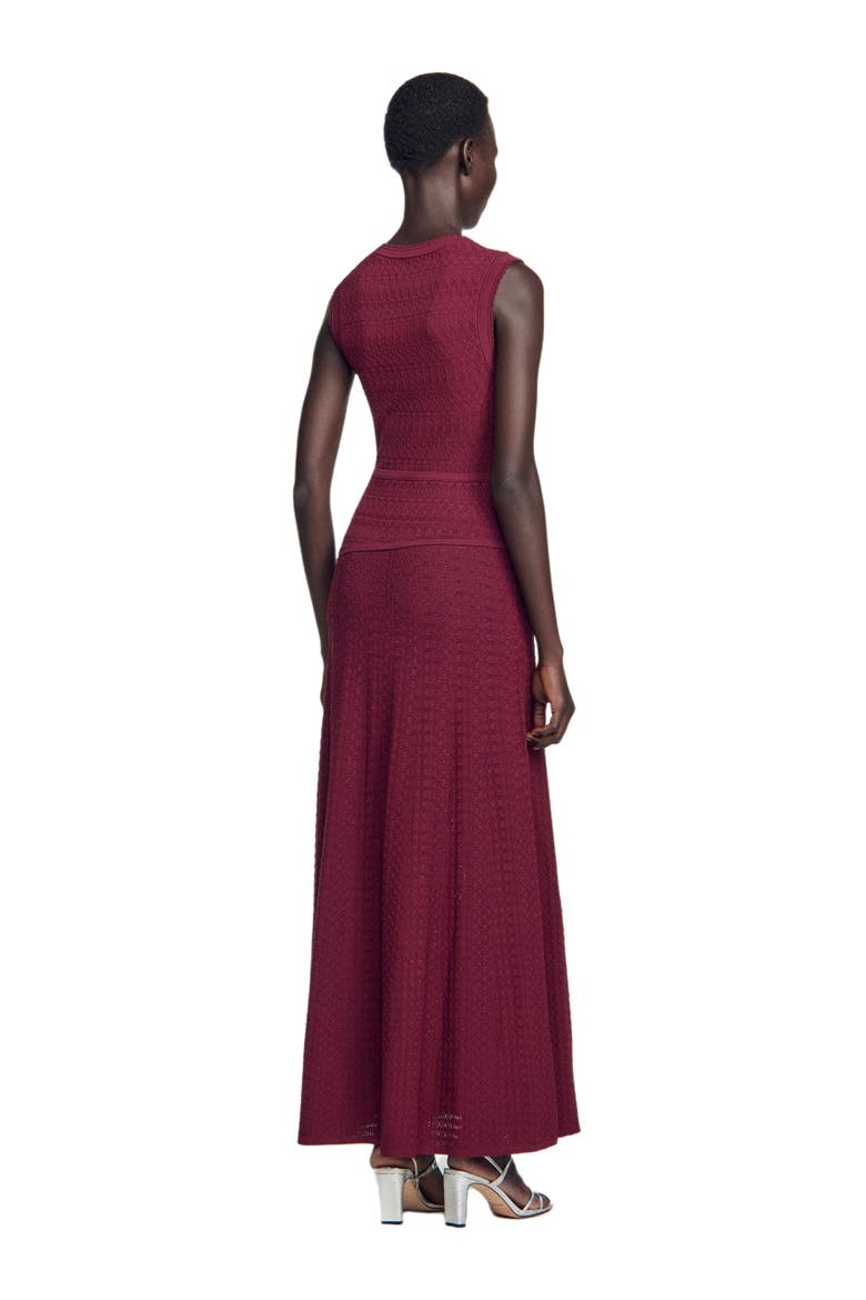 Pointelle knit maxi dress, Alternate, color, Bordeaux