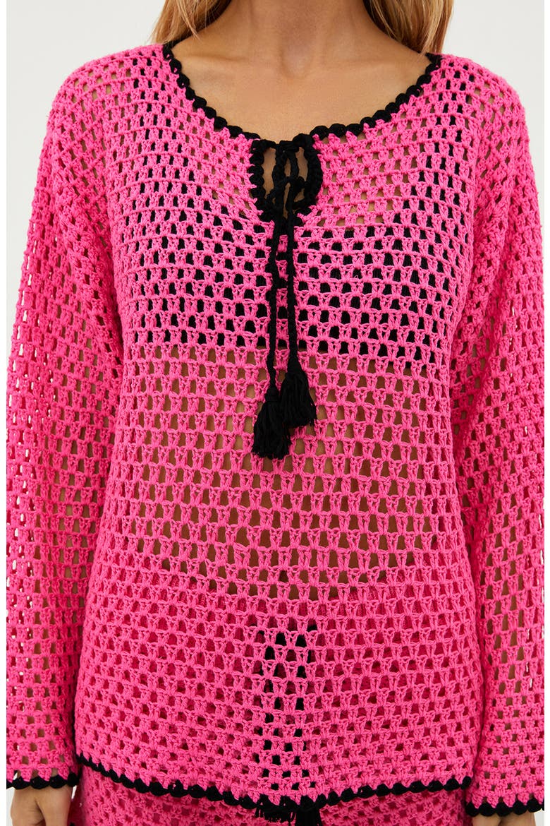 Blaise Crochet Cover-Up Sweater, Alternate, color, RADIANT ORCHID