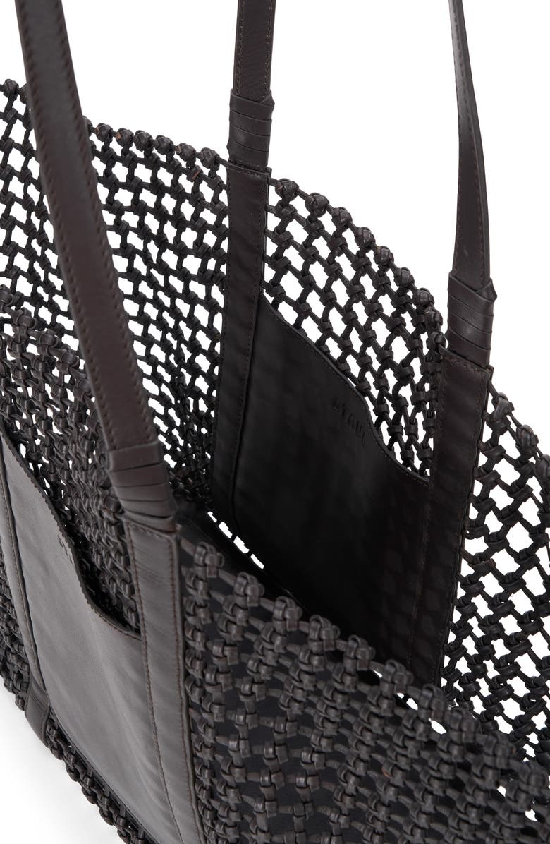 STAUD Getaway Hand Knotted Leather Tote Bag, Alternate, color, Espresso