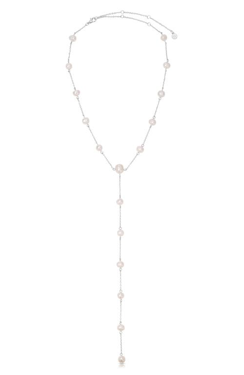 Shop Ettika Dripping Freshwater Pearl Y-necklace In Silver