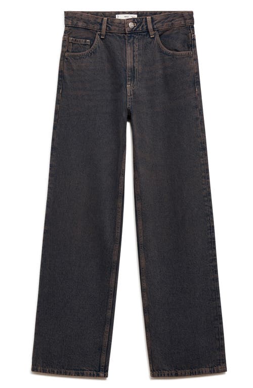 Mango Mid Rise Relaxed Straight Leg Jeans In Black
