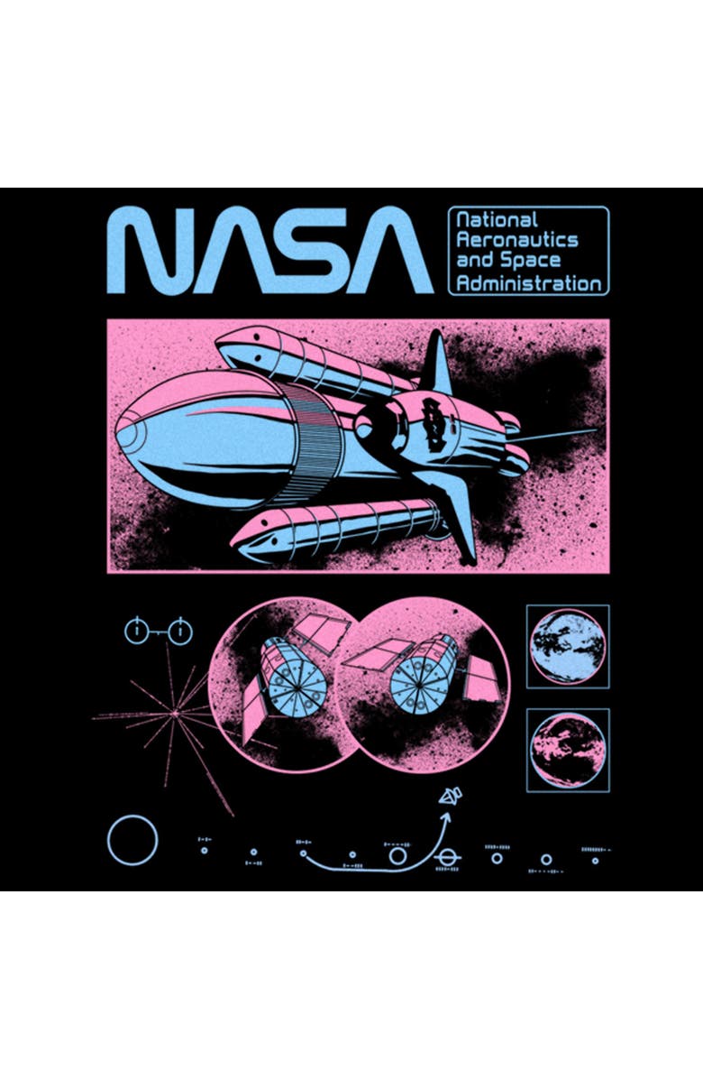 NASA Men's NASA Rocket Retro Poster Graphic T-Shirt, Alternate, color, Black