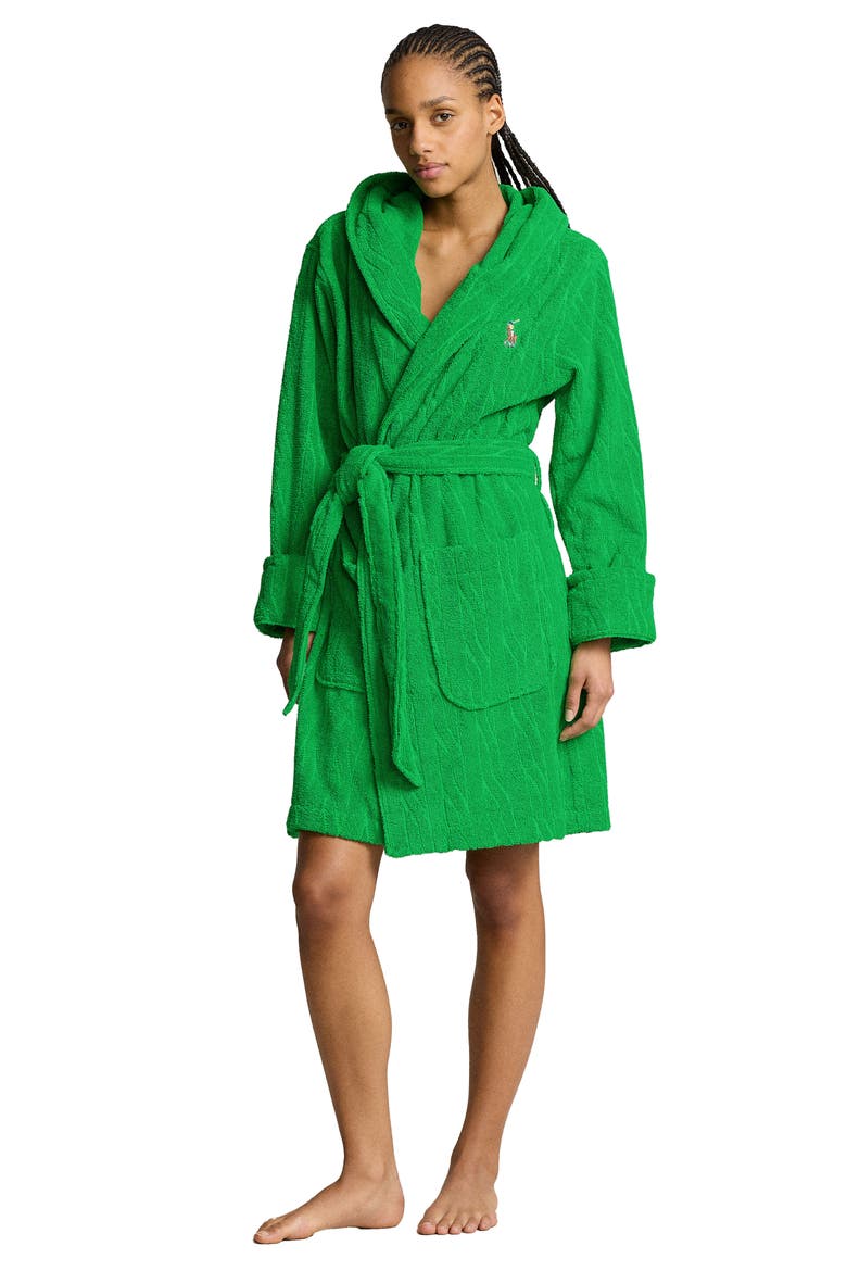 Hooded Jacquard Robe, Alternate, color, BRIGHT CLOVER