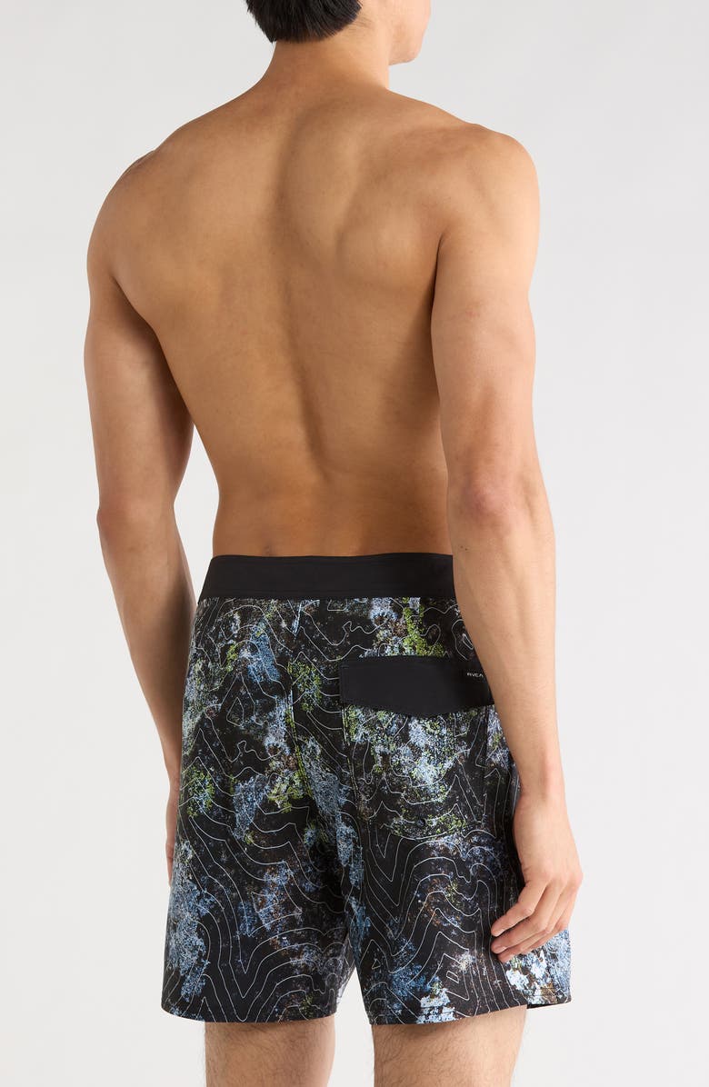 RVCA Hawaii Topo 17 Swim Trunks, Alternate, color, Black