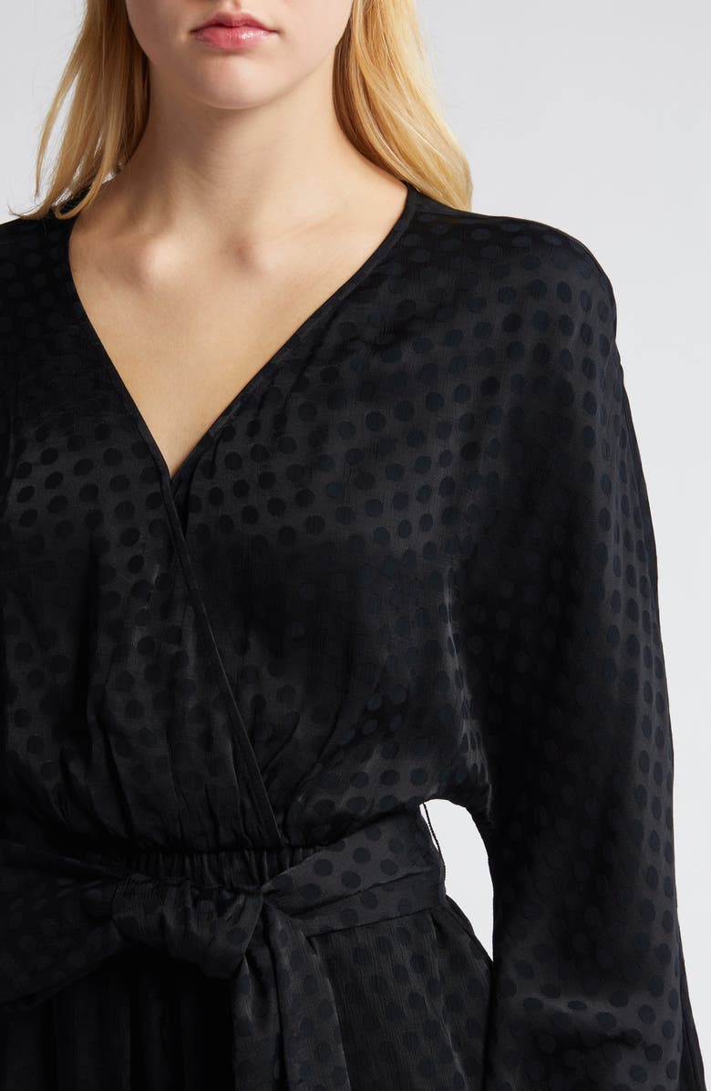 Chelsea28 Jacquard Polka Dot Long Sleeve Romper, Alternate, color,