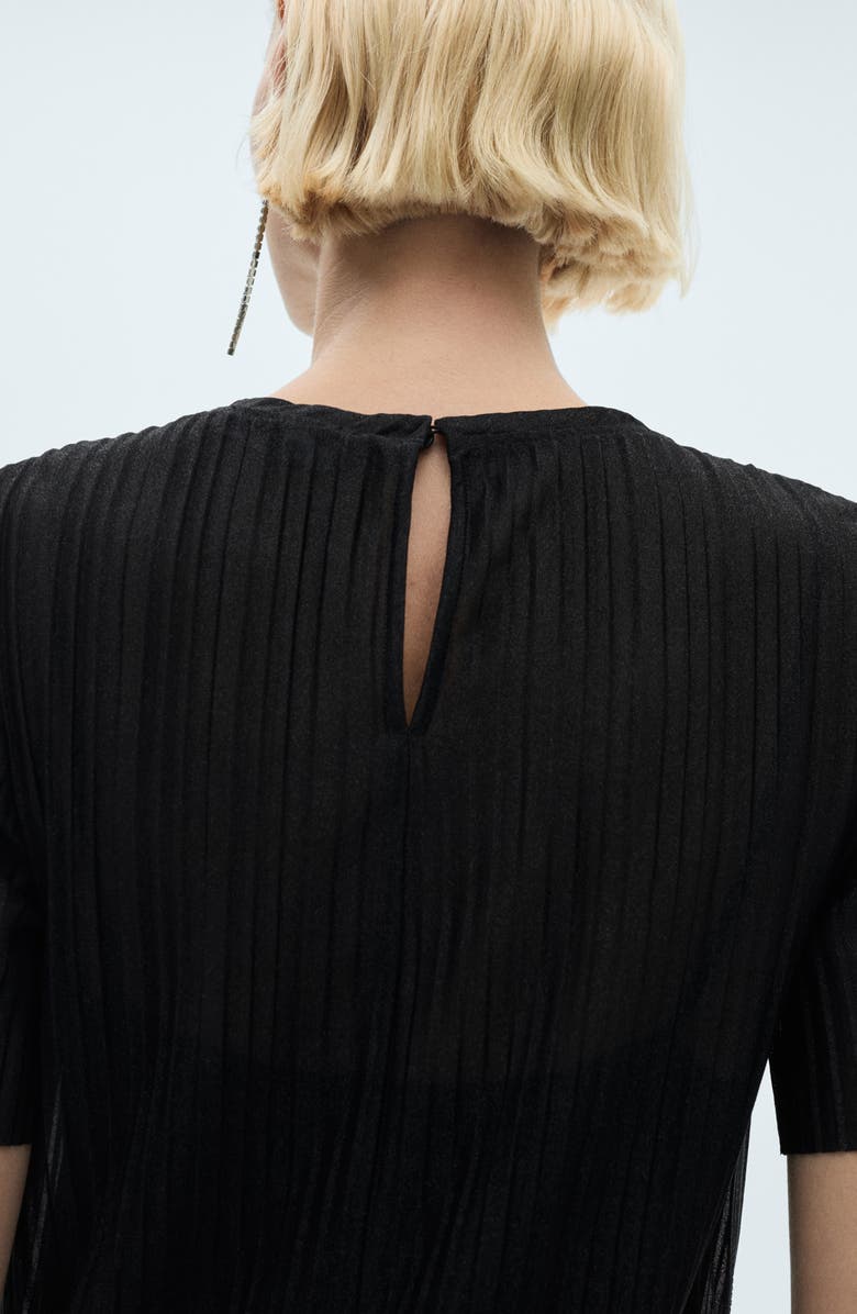 MANGO Metallic Micropleat Dress, Alternate, color,