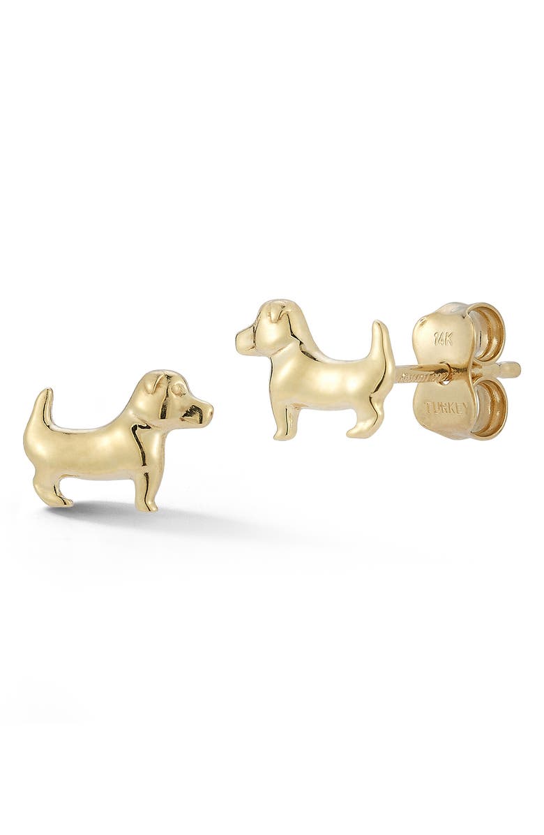 Ember Fine Jewelry 14K Gold Dog Stud Earrings, Main, color, 