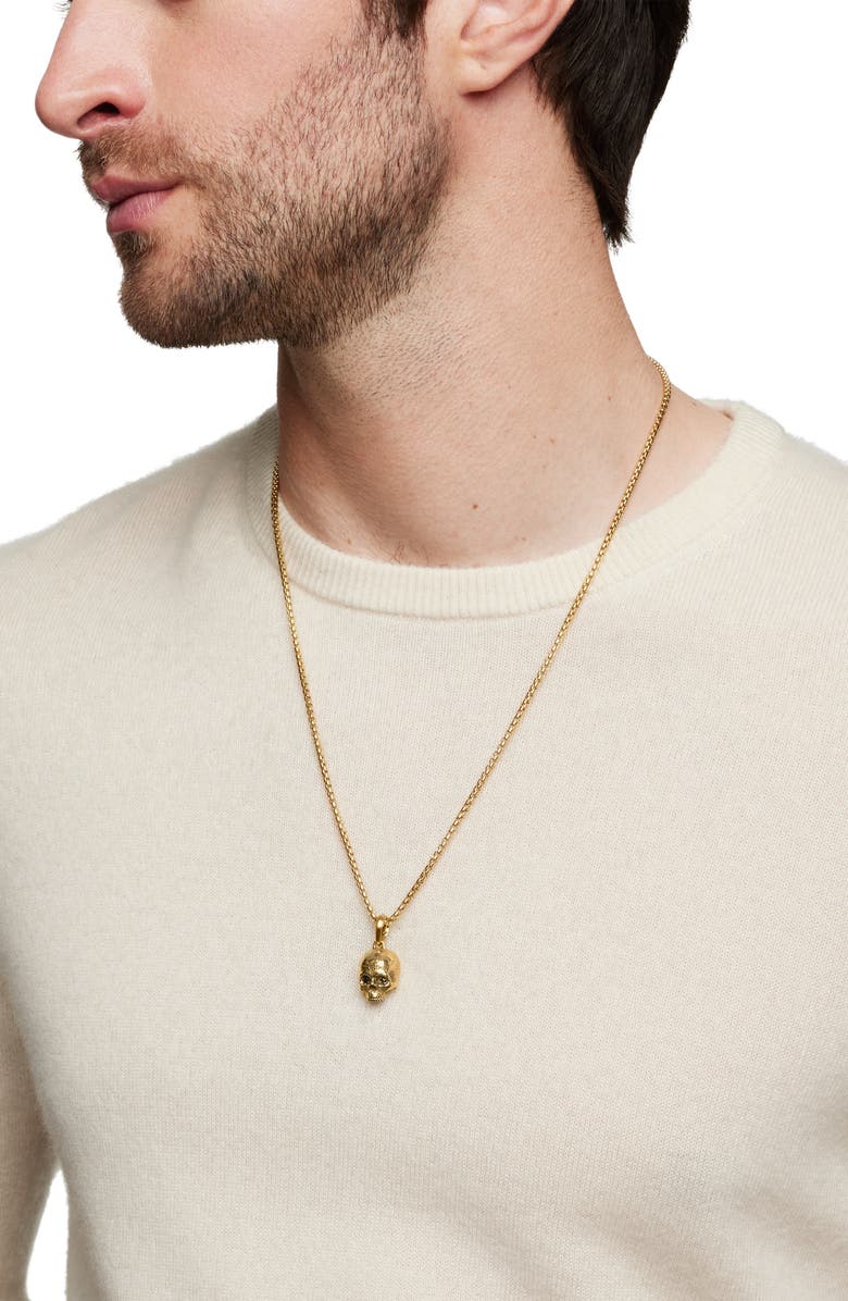 David Yurman Memento Mori Skull Amulet 18K Yellow Gold with Black Diamonds, Alternate, color, Yellow Gold