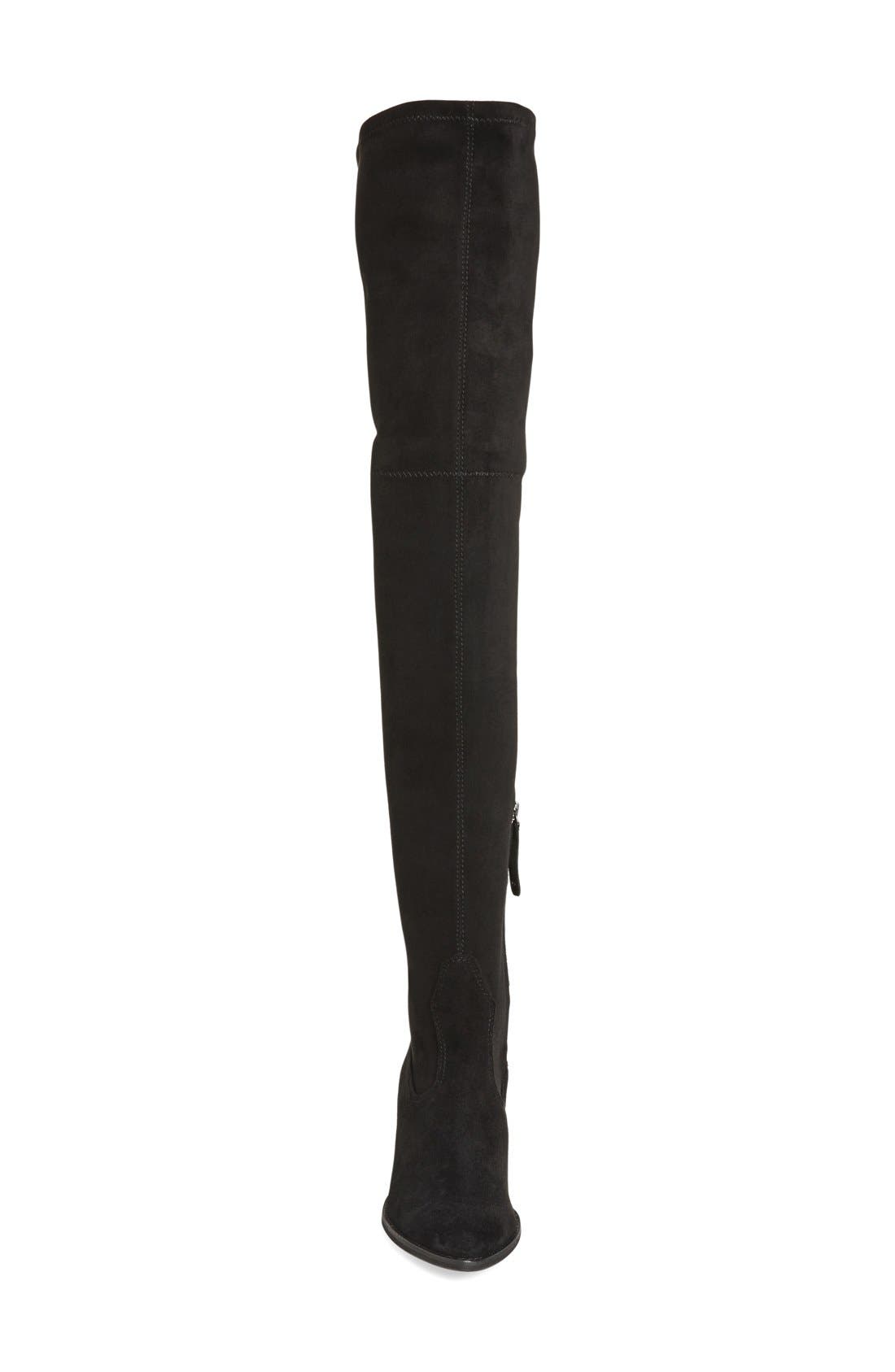 'Sparrow' Thigh High Almond Toe Boot, Alternate, color, BLACK SUEDE