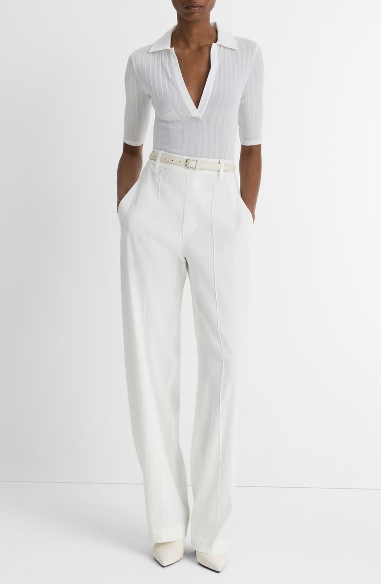 Vince Rib Cotton Polo, Alternate, color, Optic White