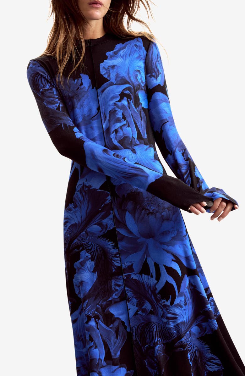 Desigual Floral Print Long Sleeve Dress, Alternate, color, 