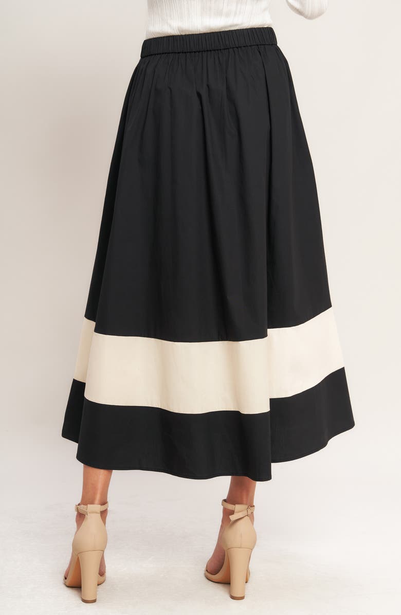 FLYING TOMATO Colorblock Cotton Skirt, Alternate, color, Black Cream