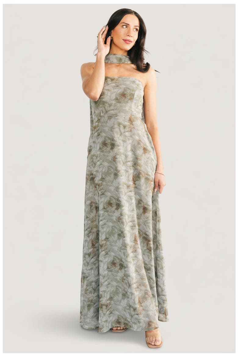 Florian Strapless Maxi Dress, Main, color, Eucalyptus Floral