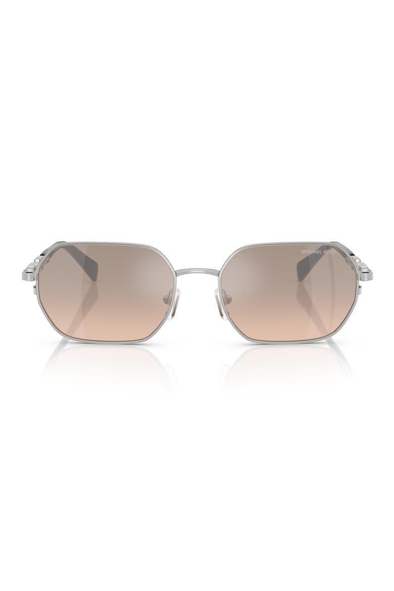 57mm Geometric Sunglasses, Main, color, SILVER SHINY / KHAKI SILVER