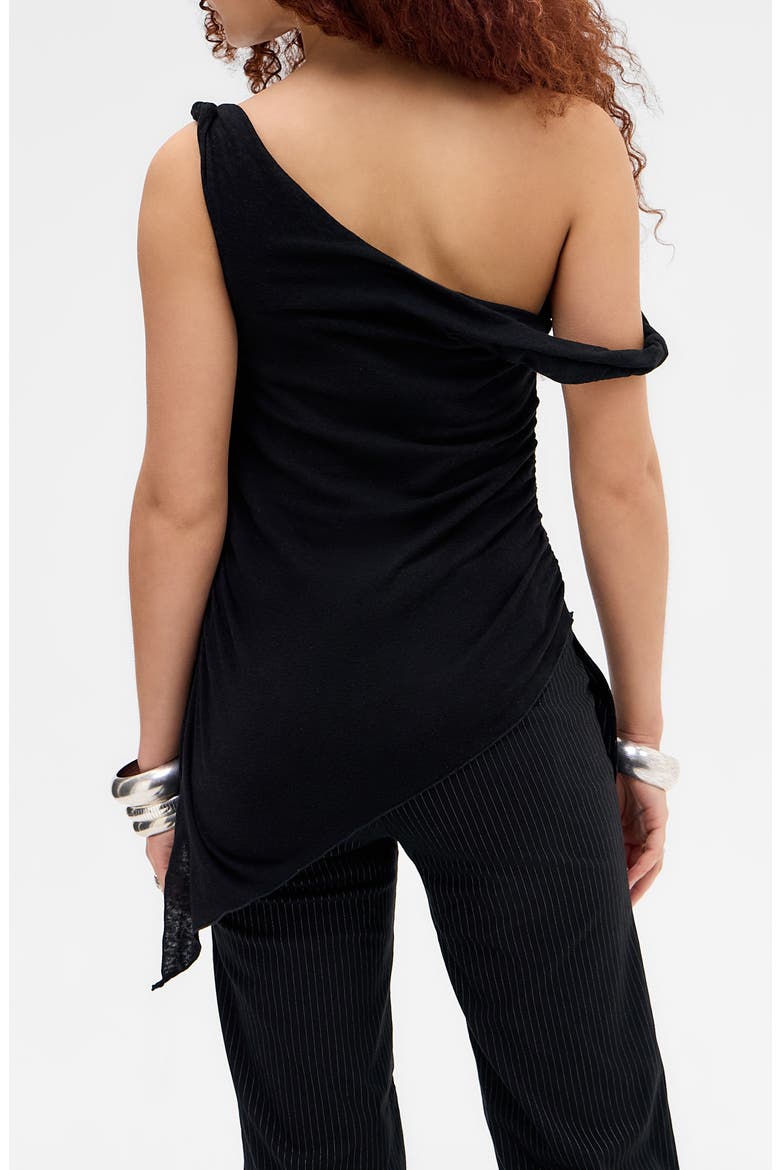 Peggy Asymmetric One-Shoulder Cotton Blend Knit Top, Alternate, color, CHARCOAL