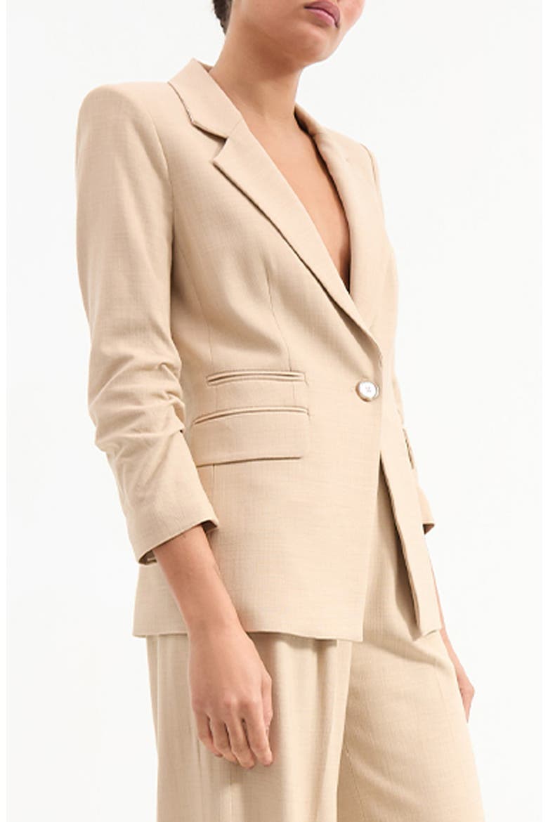 Battista Ruched Sleeve Dickey Blazer, Alternate, color, STONE KHAKI