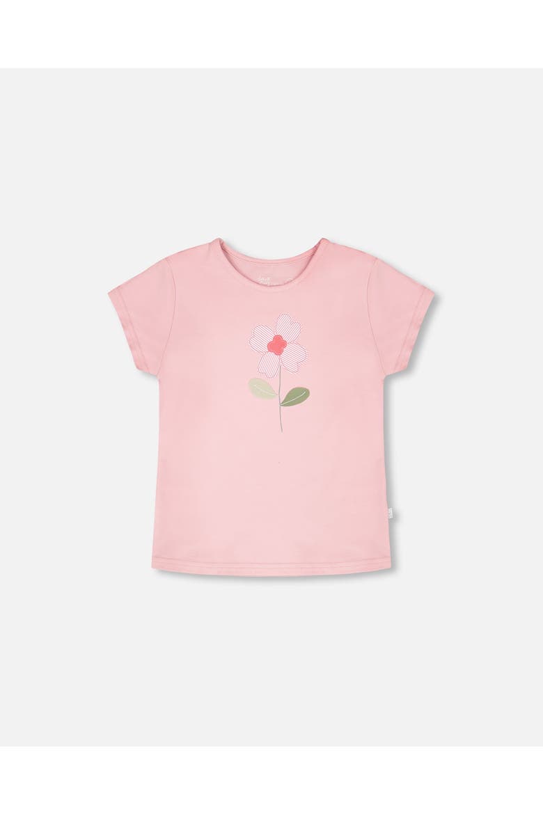 Organic Cotton Jersey Flower Short Sleeve T-Shirt, Main, color, Dusty Pink