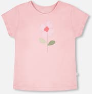 Deux par Deux Organic Cotton Jersey Flower Short Sleeve T-Shirt