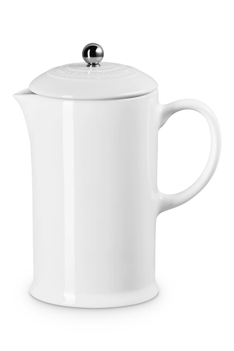 34-Ounce Stoneware French Press, Alternate, color, WHITE