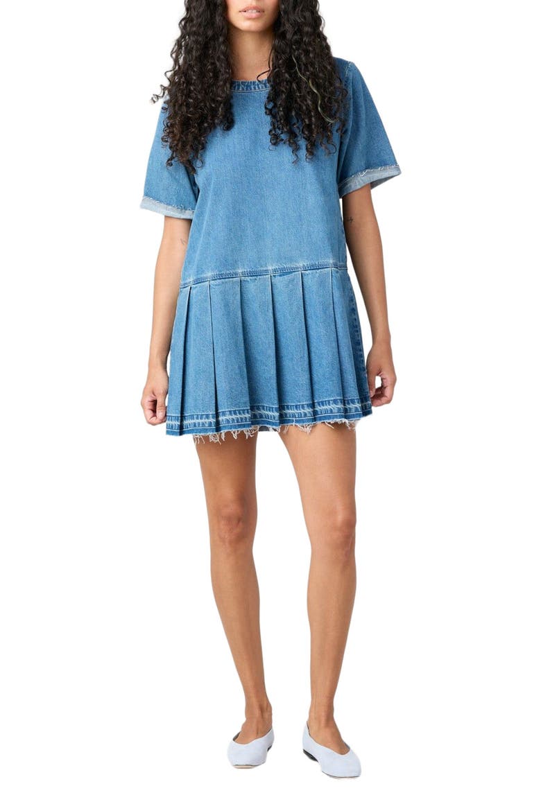 Coco Pleated Denim Dress, Main, color, Meridian St.