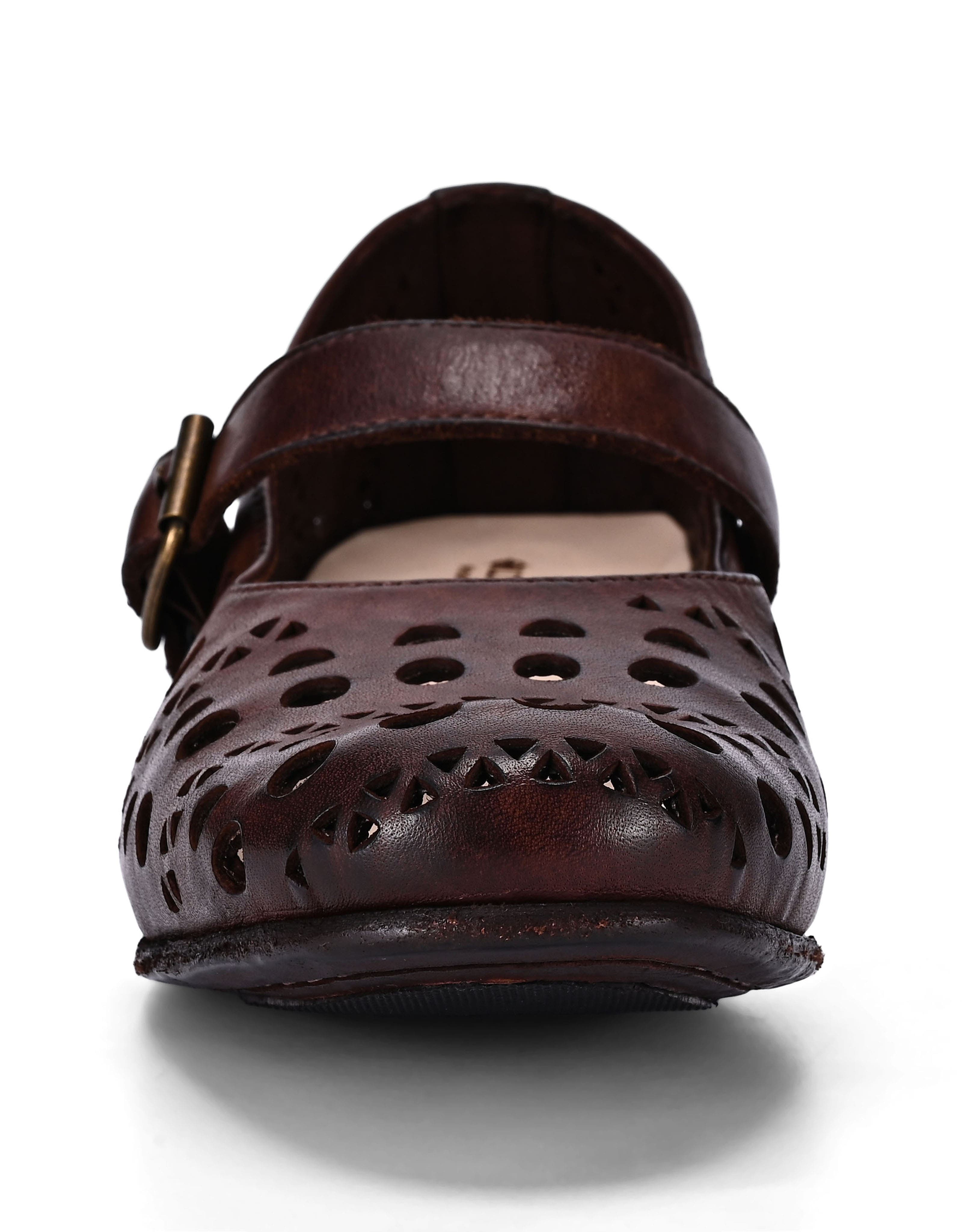 Retro Genuine Leather Breathable Cutout Mary Jane Flat, Alternate, color, Coffee