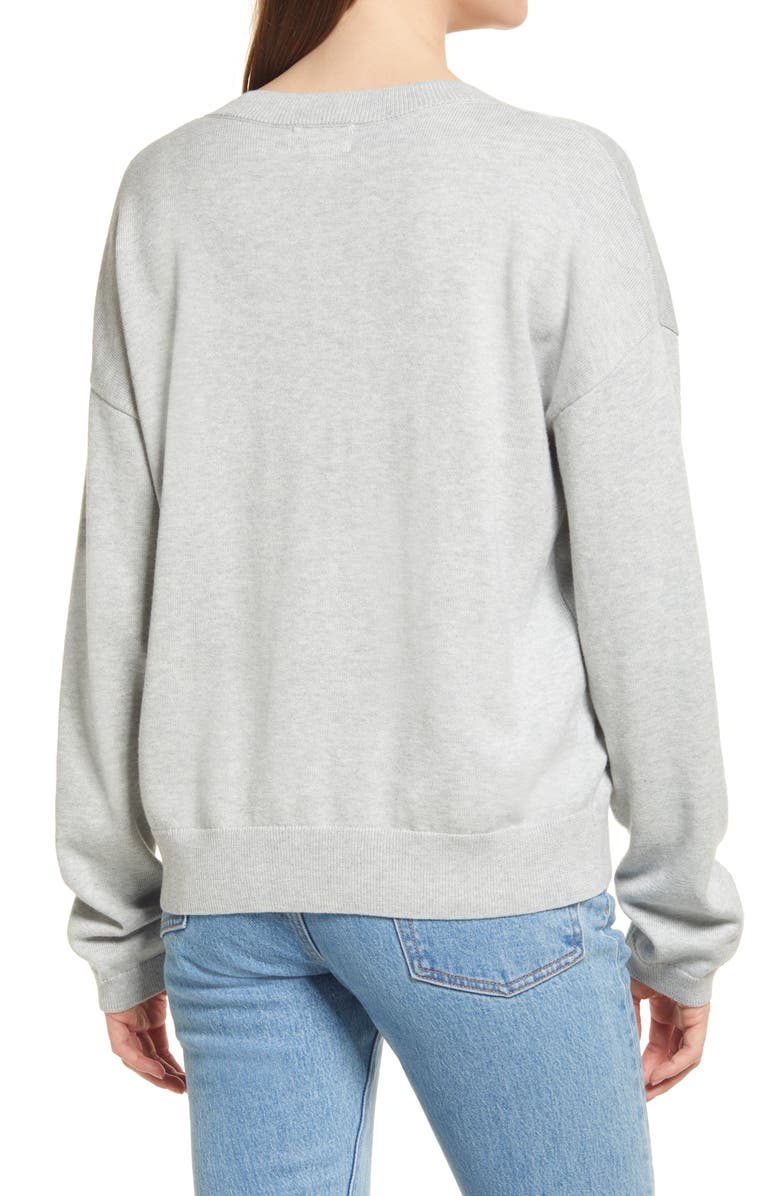 Open Edit Deep V-Neck Cotton Blend Sweater, Alternate, color,