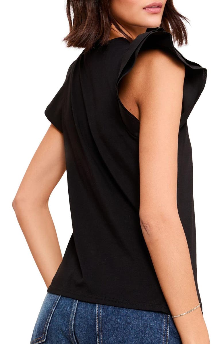 Friends Like These Mixed Media Ruffle Sleeve Cotton Top, Alternate, color, Black