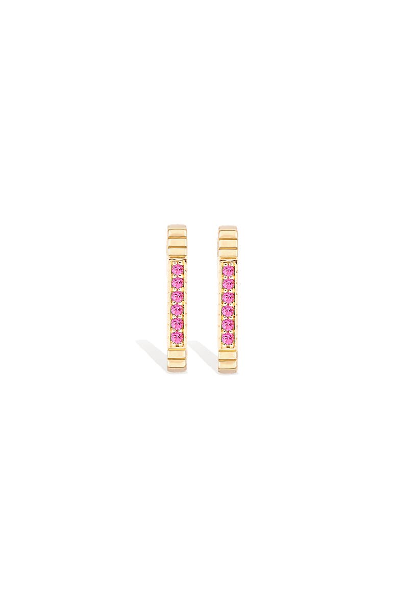 Spark Octagon Hoop Earring, Alternate, color, Pink Sapphire-Gold