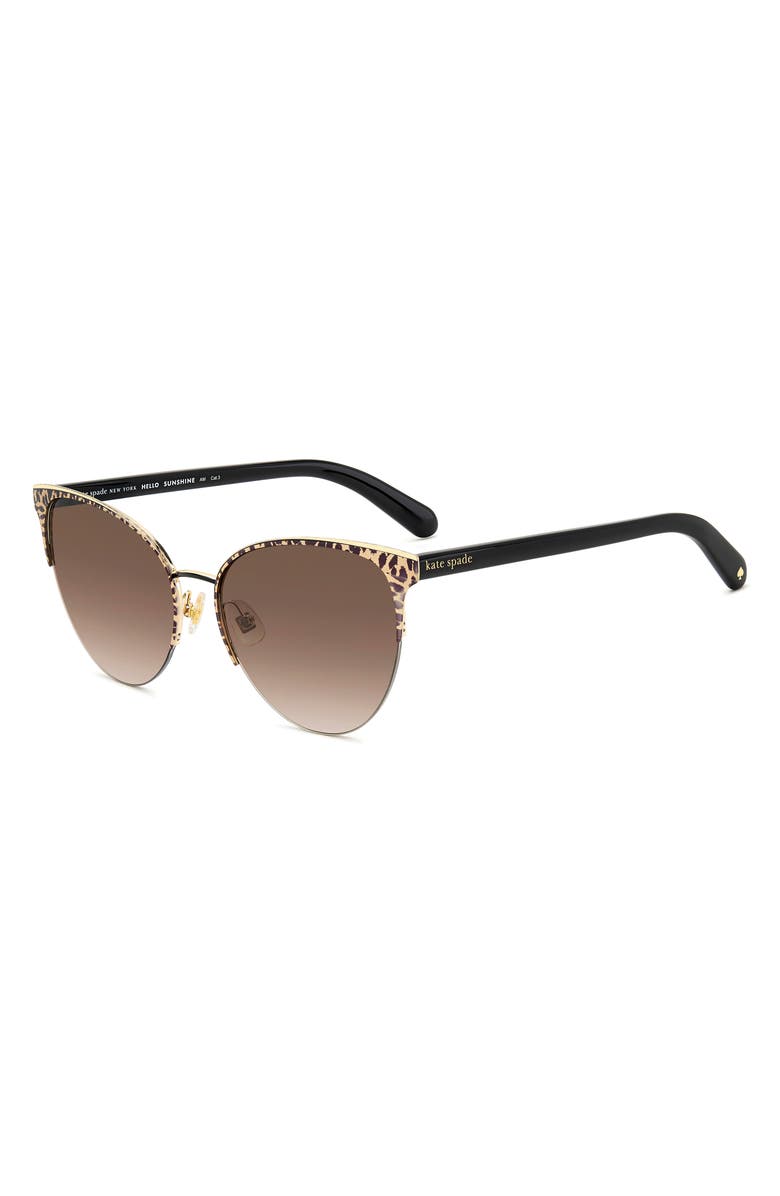 Kate Spade New York izara 57mm gradient cat eye sunglasses, Alternate, color, Pattern Black/ Brown Gradient