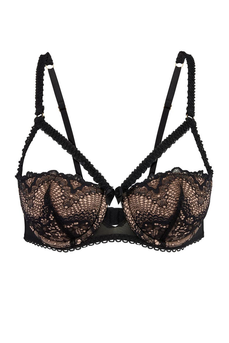 Kimmy Push Up Balconette Bra, Alternate, color, Black