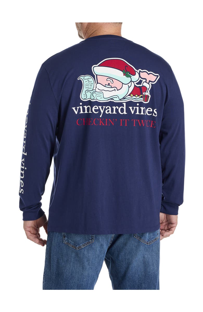 vineyard vines Big & Tall Santa Whale Long-Sleeve Pocket T-Shirt, Main, color, Nautical Navy