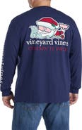 vineyard vines Big & Tall Santa Whale Long-Sleeve Pocket T-Shirt