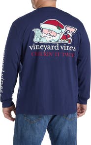 vineyard vines Big & Tall Santa Whale Long-Sleeve Pocket T-Shirt