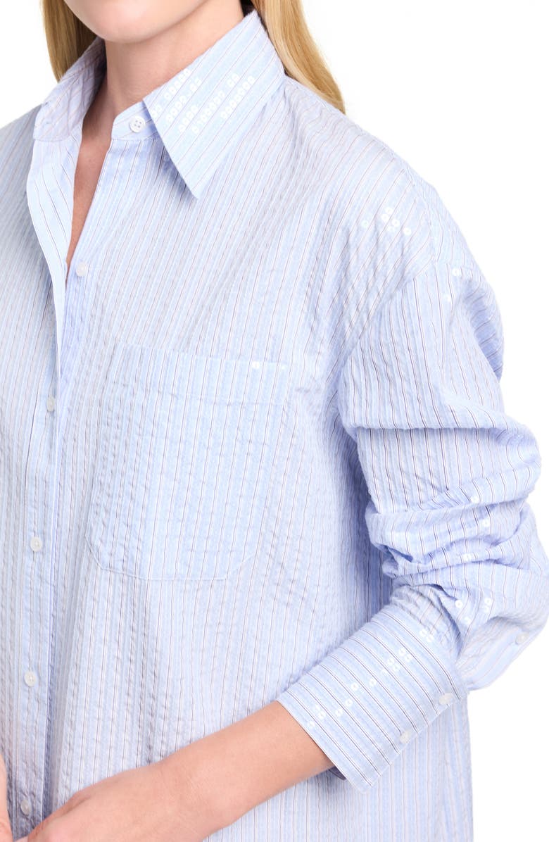 TWP Big Joe Oversize Sequin Cotton Shirtdress, Alternate, color, Blue / Midnight