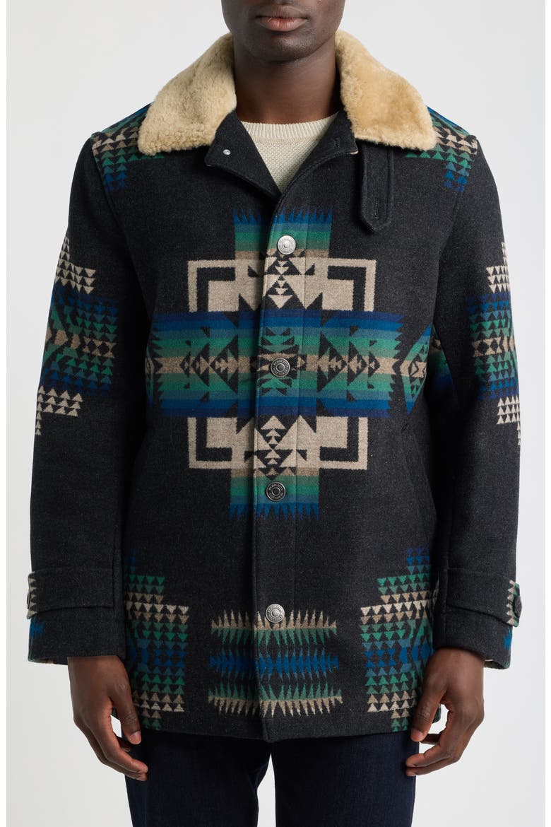 Brownsville Wool Coat with Faux Shearling Collar, Alternate, color, CHIEF JOSEPH OXFORD