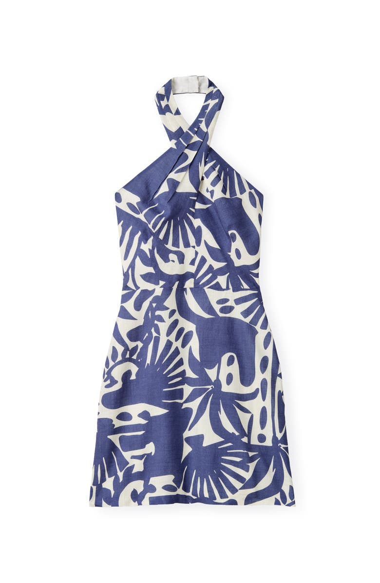 Cartolina Moran Halter Mini Dress, Main, color, Coastal Indigo