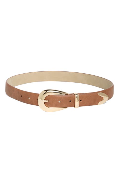 Curved Buckle Faux Leather Belt