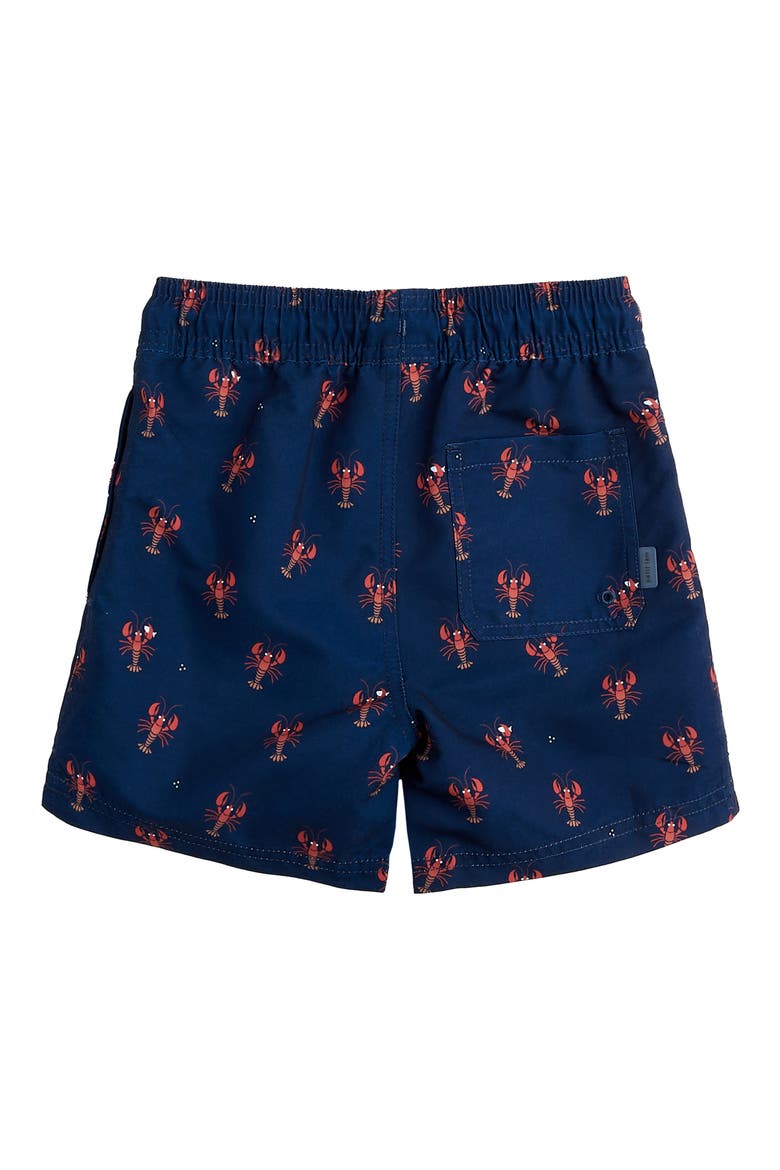 Kids' Lobster Print Swim Trunks, Alternate, color, NAVY