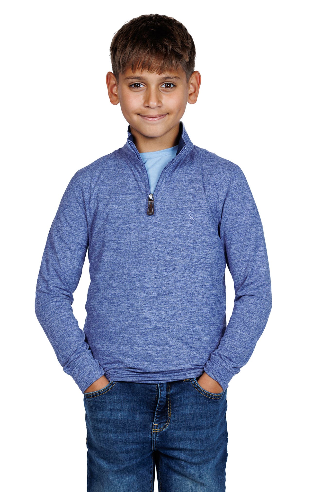 TailorByrd Kids' Brushed Mélange Quarter Zip Pullover