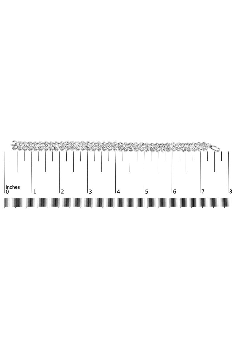 Silver 1/4 cttw Round-Cut Diamond Double Row Wrapped S-Link Bracelet, Alternate, color, White