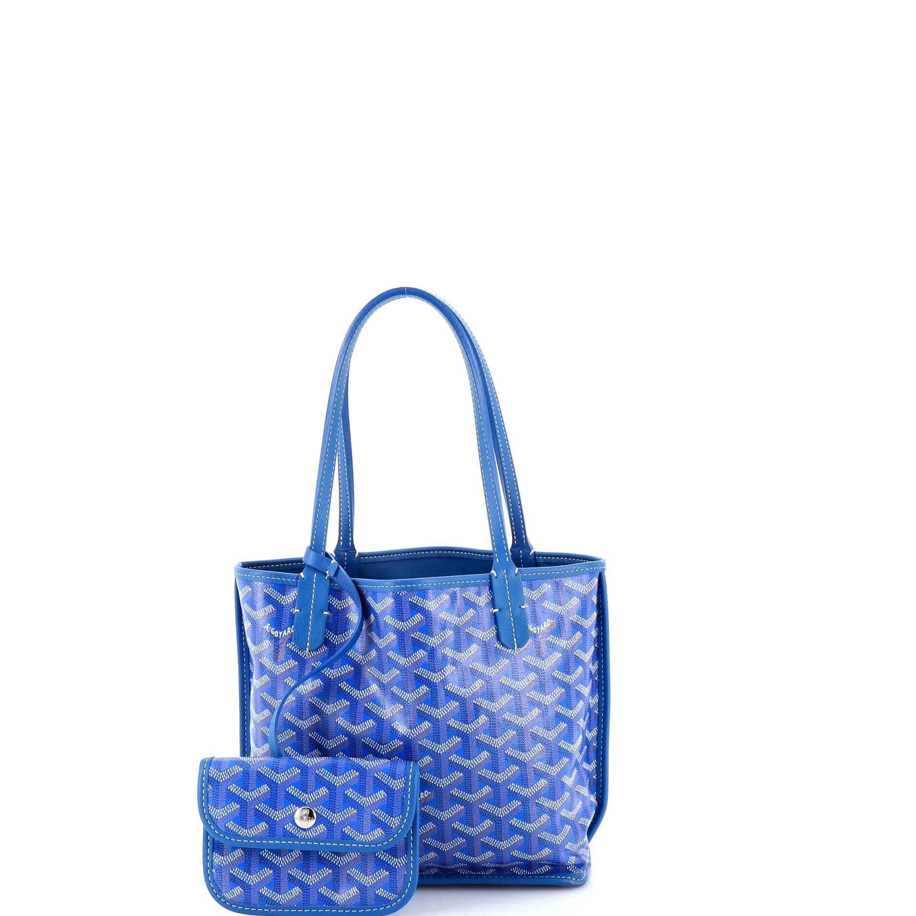 Pre-Owned Goyard Anjou Reversible Tote Coated Canvas Mini, Alternate, color, Blue