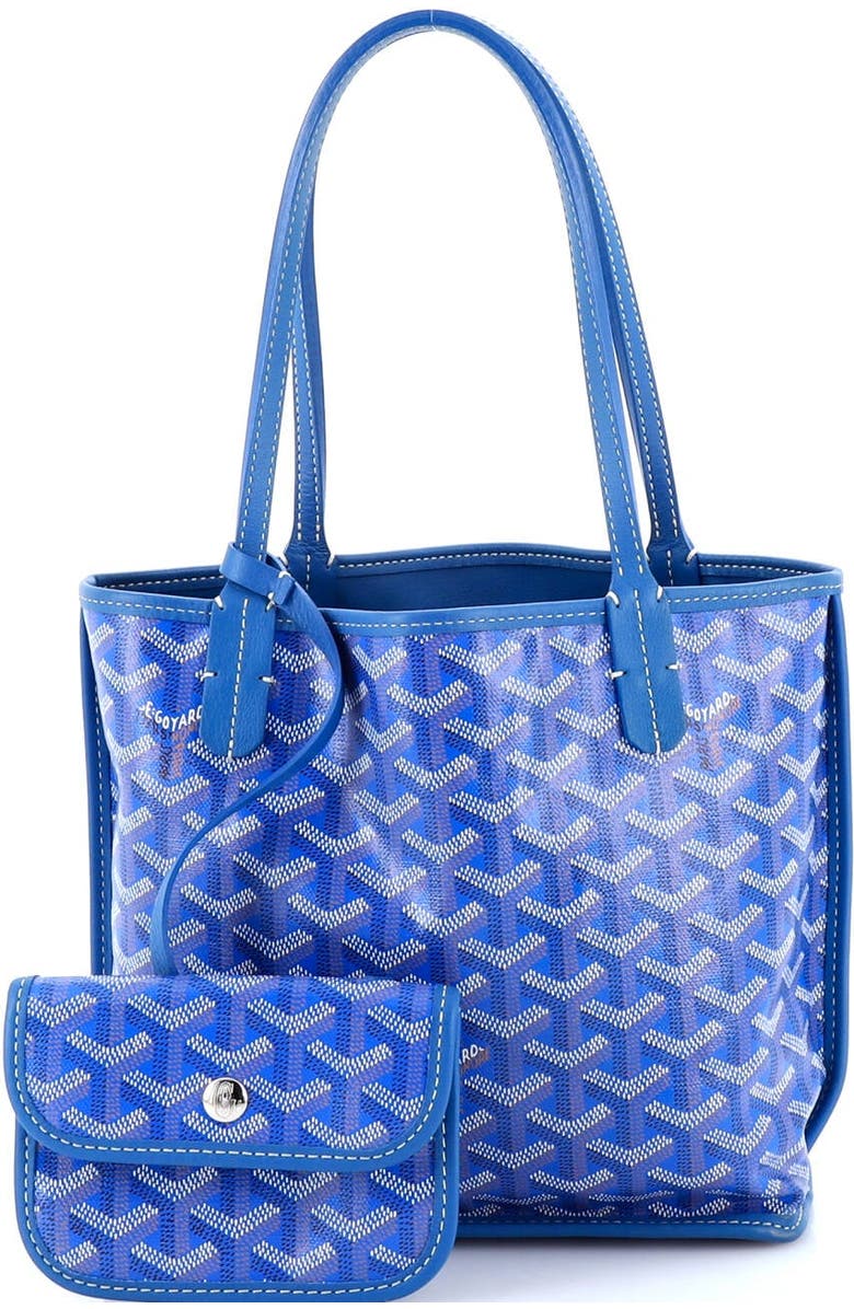 Pre-Owned Goyard Anjou Reversible Tote Coated Canvas Mini, Alternate, color, Blue