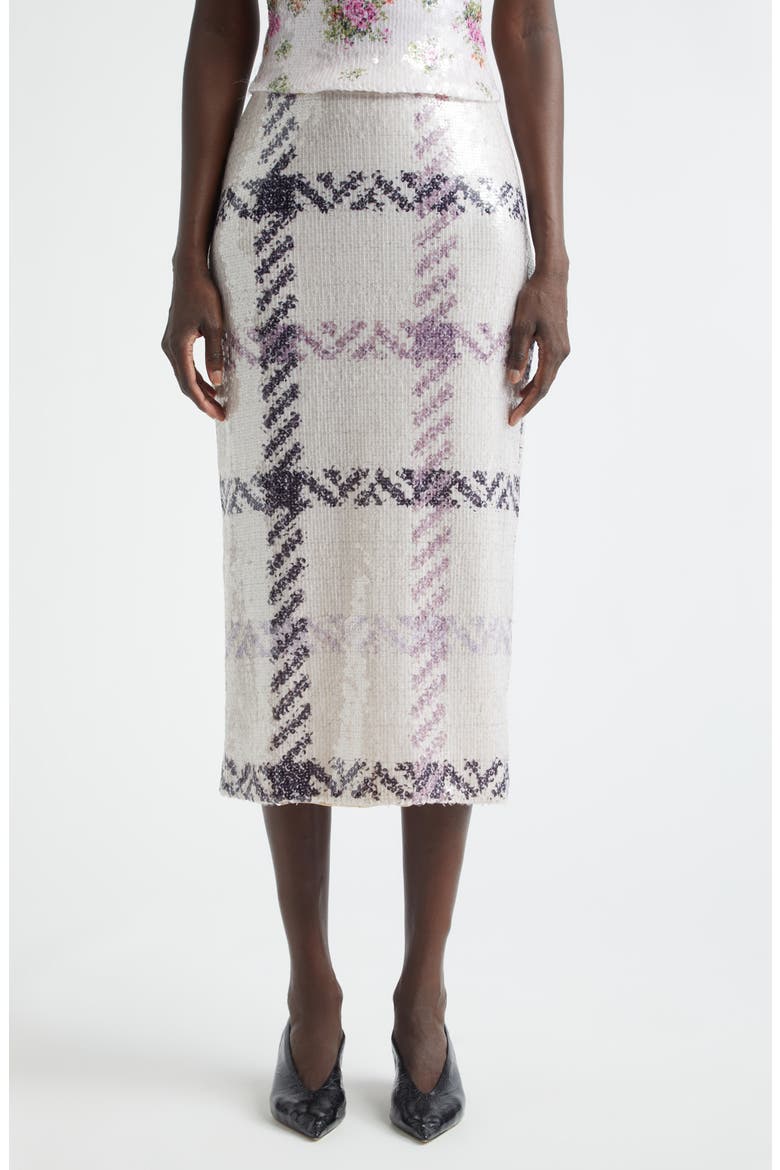 The Mercer Paillette Plaid Pencil Skirt, Main, color, WINDOWPANE PLAID