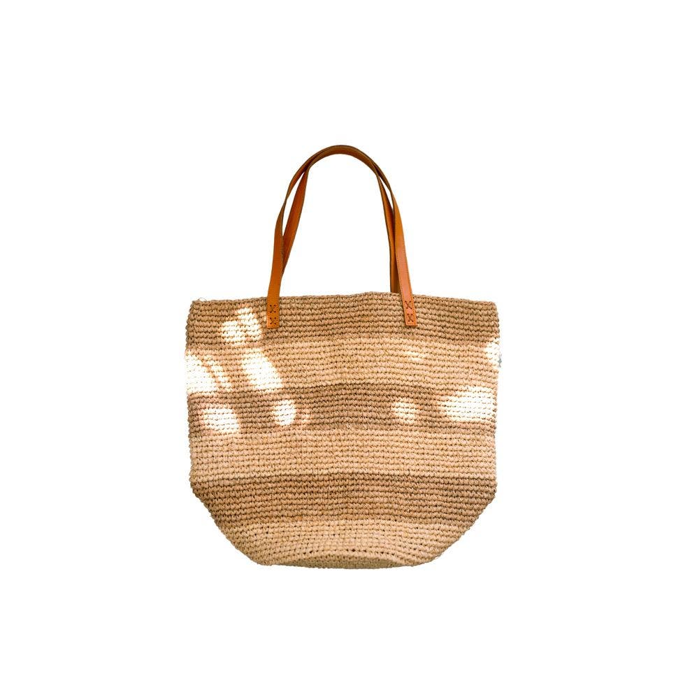 PINK HALEY Esther White Striped Premium Raffia Tote, Main, color, White