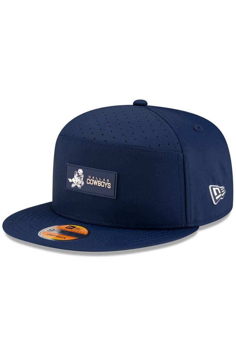 Men's New Era Navy Dallas Cowboys 2025 Sideline Throwback Split Panel 9FIFTY Snapback Hat, Main, color, Navy