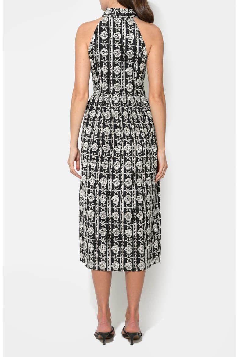 Hazer Embroidered Halter Midi Dress, Alternate, color, BLACK