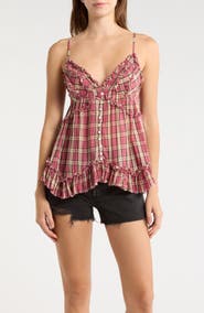 BDG Urban Outfitters Clara Mix Print Ruffle Trim Top