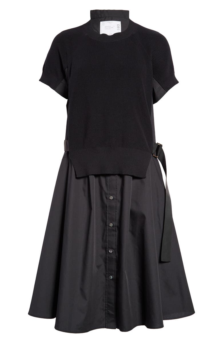 Sacai Mixed Media Shirtdress, Alternate, color, 