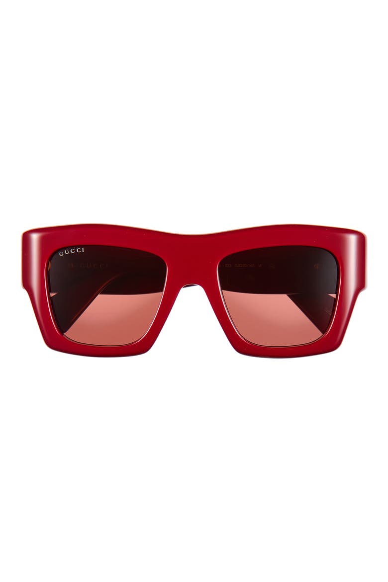 52mm Square Sunglasses, Main, color, BURGUNDY BURGUNDY BROWN